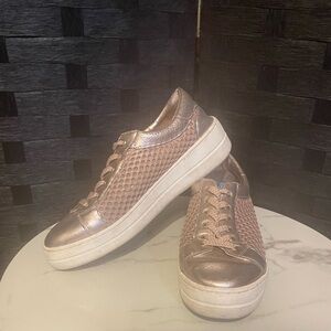 Steve Madden Napa Platform Sneaker Shoes Leather Comfort 7.5m Rose Gold